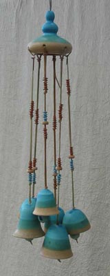 stoneware wind chime surf color, movil ceramico color playa