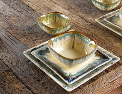 stoneware square dish set, vajilla cuadrada en gress